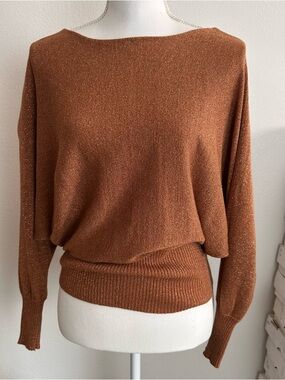 90’s Vintage Worthington Metallic Rust Dolman Sweater